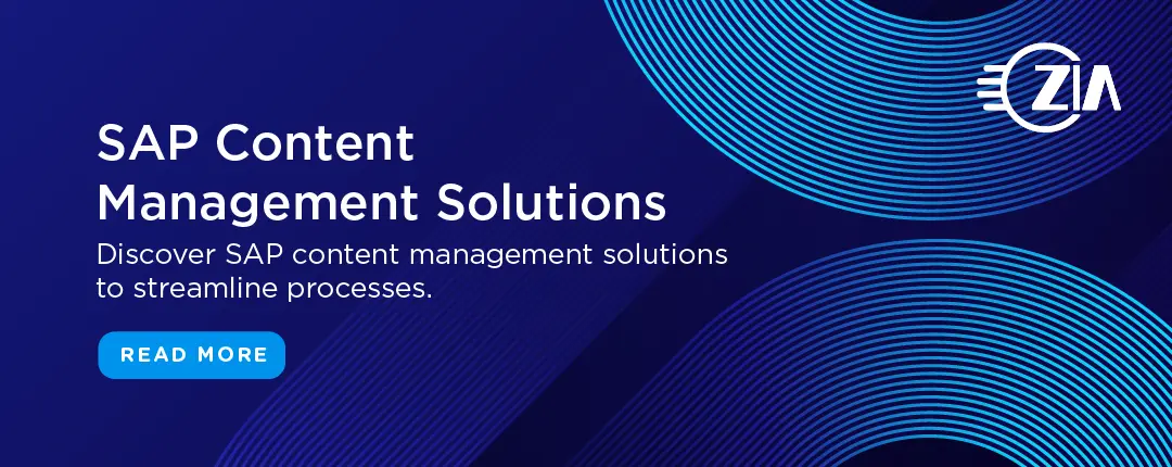 thumbnail image of abstract white line on a blue background for SAP Content Management Solutions by Zia Consulting